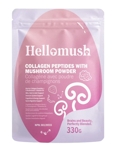 Hellomush Hydrolyzed Marine Collagen Peptides With Mushroom Complex Powder