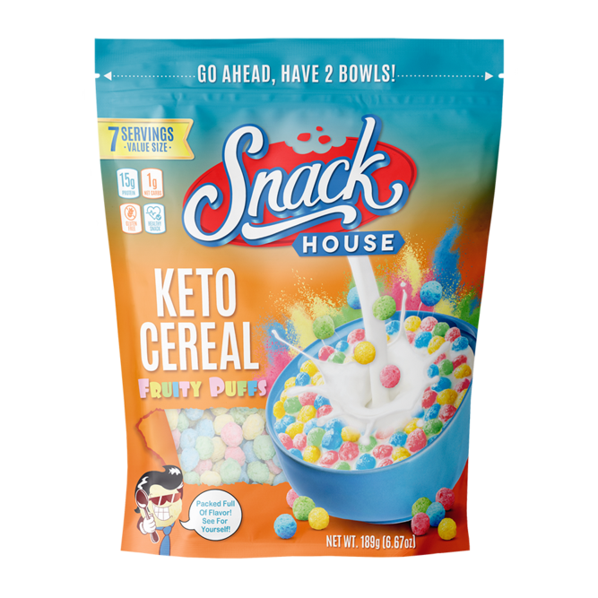Keto Cereal by Snack House Foods, Fruity Puffs (EXP 11/2022)